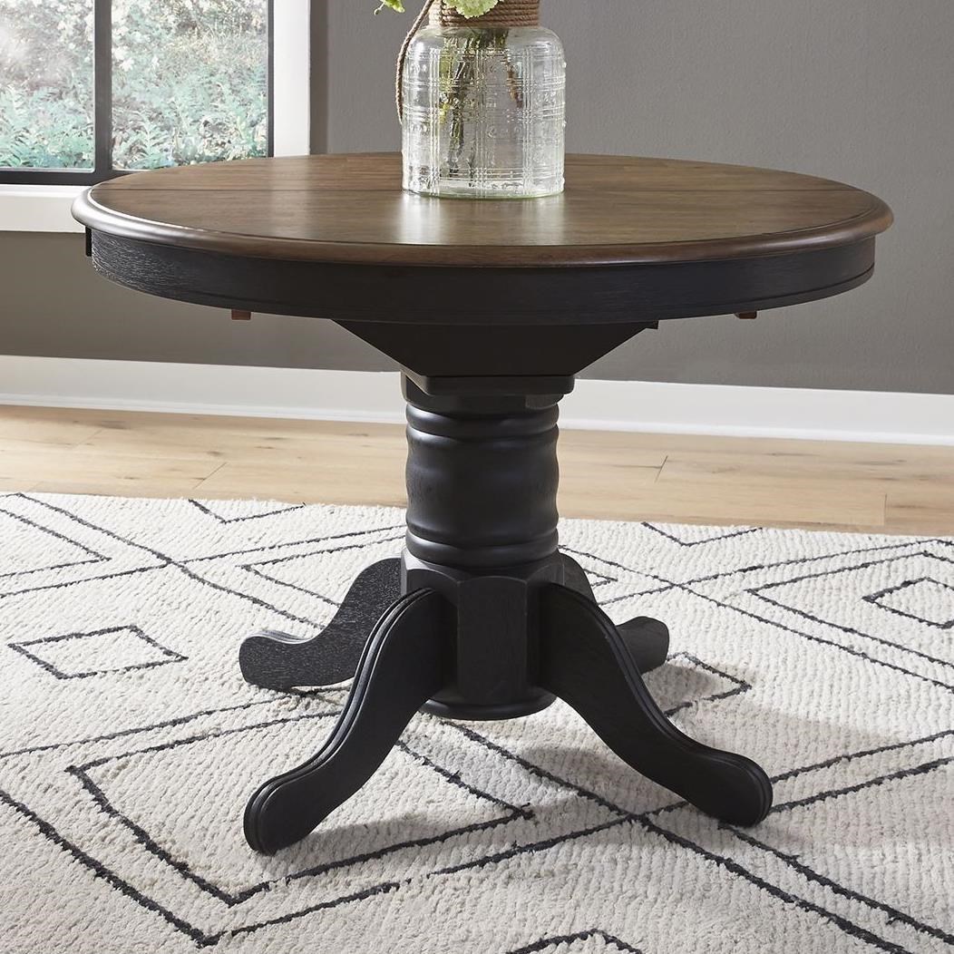 Liberty Furniture Carolina Crossing Transitional Oval Pedestal Dining Table with Table Leaf